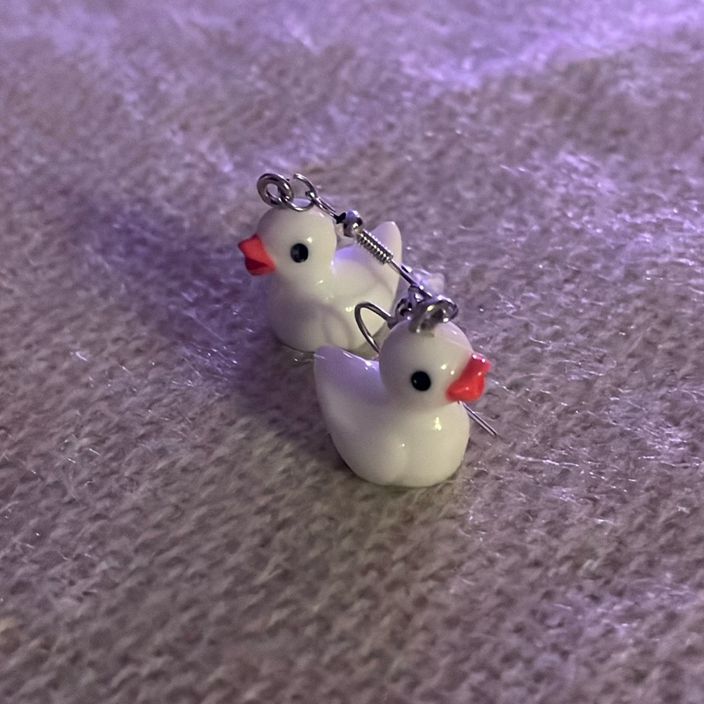 Cute White Ducky Earrings